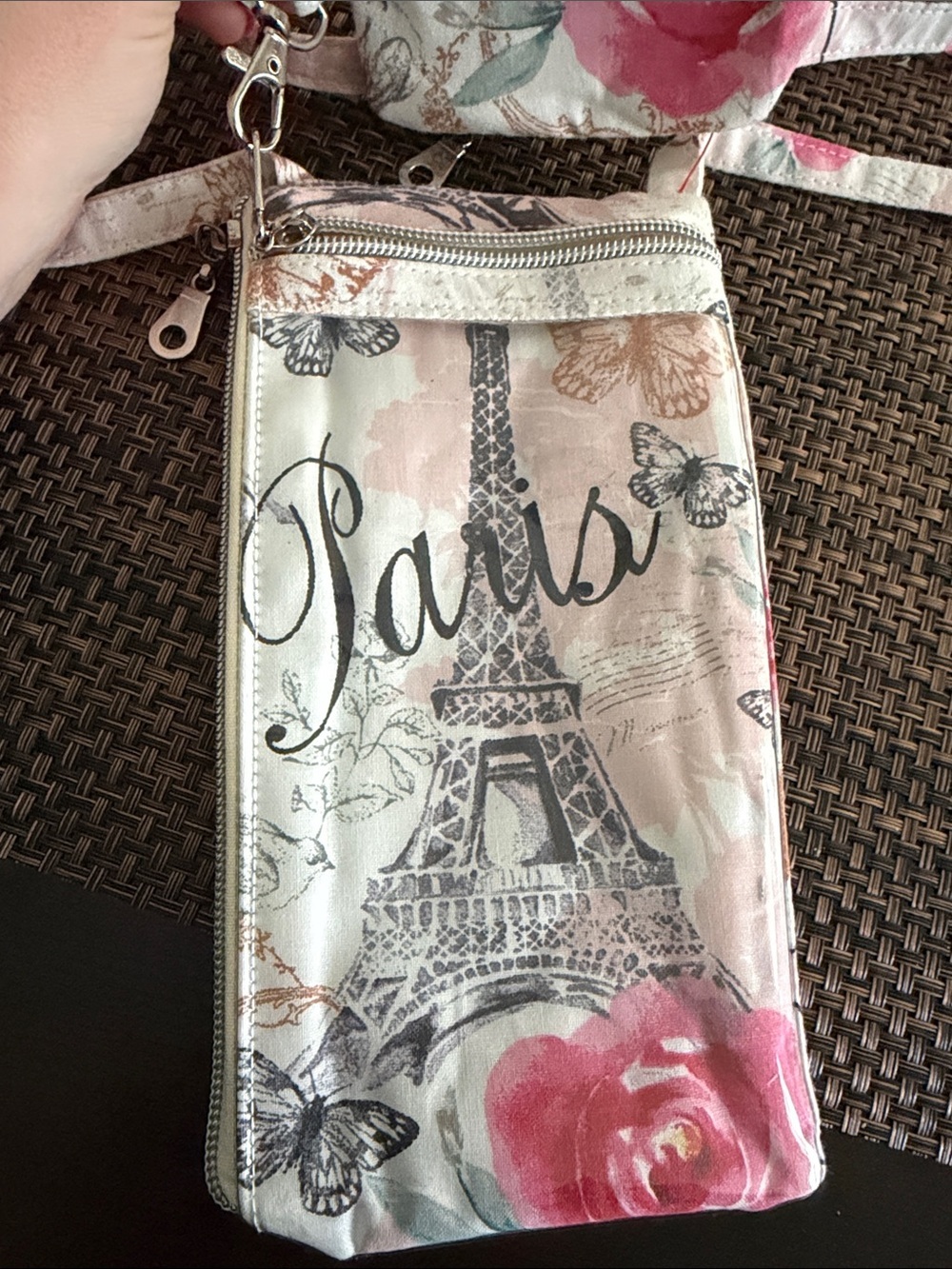 Paris Eiffel Tower Floral Crossbody with Clear Front and Mini Bag attached - Picture 3 of 9